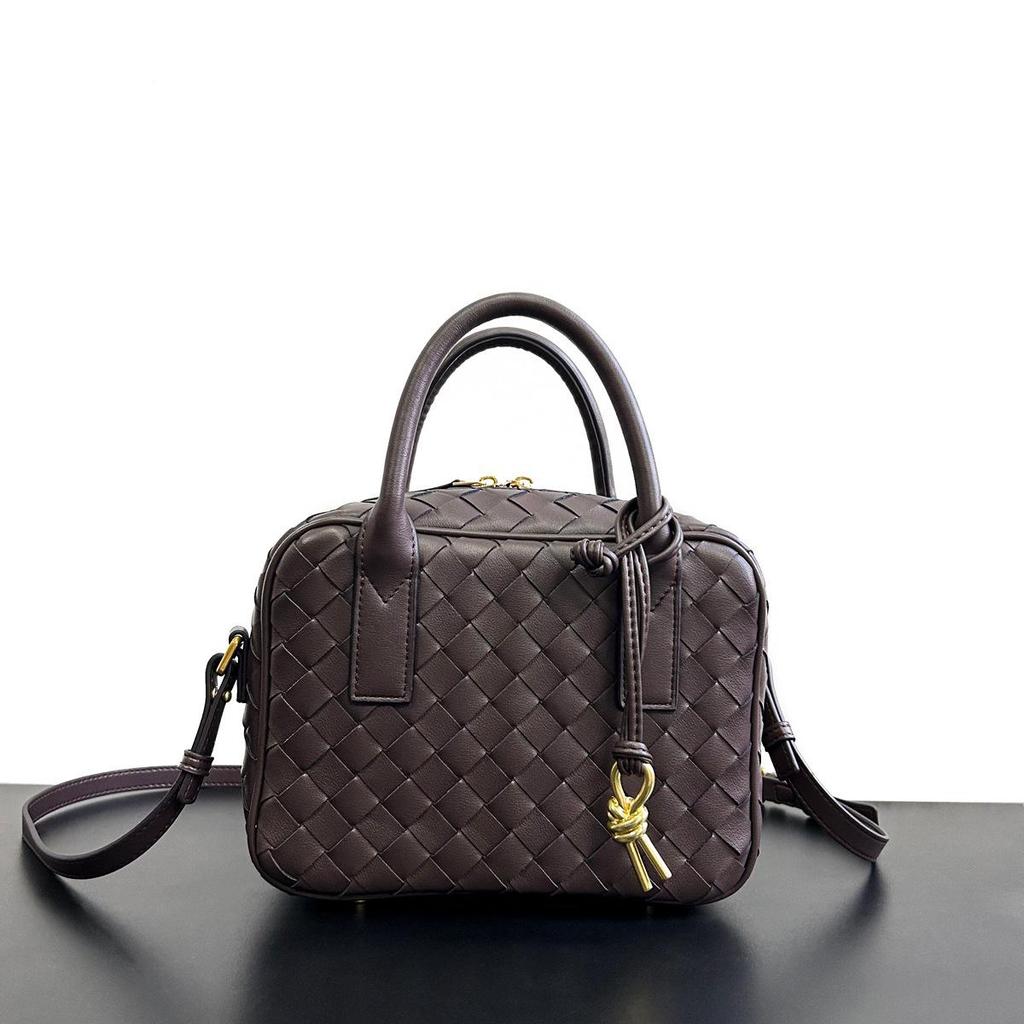 Borsa Piccola Quadrata Intrecciata in Pelle di Mucca Borsa per Pranzo Borsa a Tracolla Borsa Quadrata Piccola Intrecciata Fredda Boston di Alta Gamma