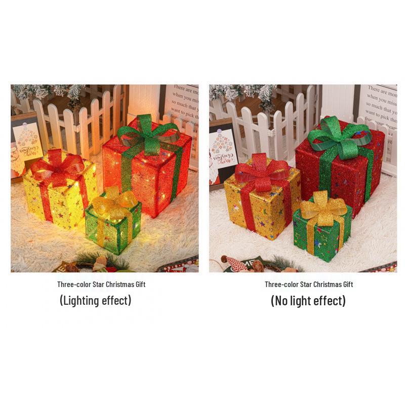 Cross-Border Christmas Luminous Gift Box Set: Outdoor Decorative Lights for Courtyard & Mall Display