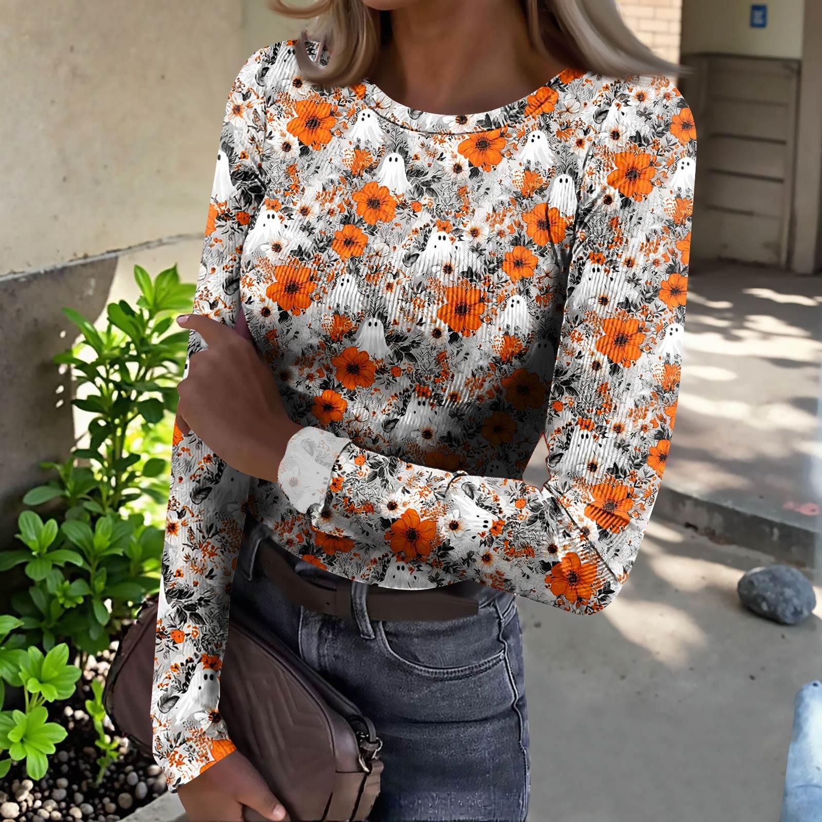 

Женская футболка с облегающим низом, модная повседневная с градиентным принтом, пуловер с круглым вырезом и длинными рукавами S