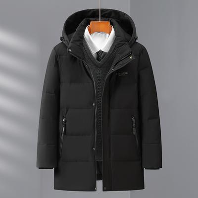 Winter Outdoor Middle-aged and Elderly Medium and Long Down Jackets Thickened Dad Men