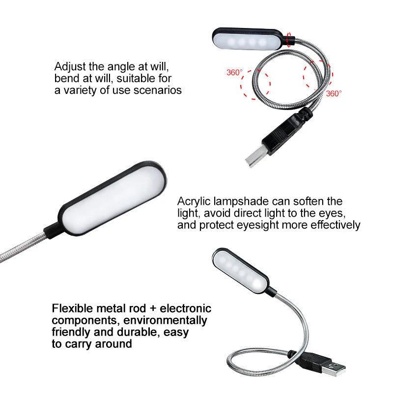 1pcs USB Flexible Reading Lamp Book Light,, Desktop Small Table Lamp, Portable Small Night Light for Room Decor Reading Light