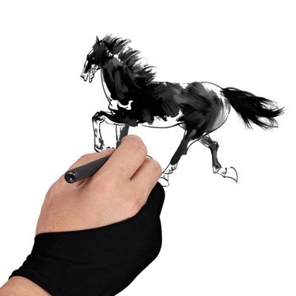 1Pc Artist Glove 2-Fingers Drawing Graphic Tablet Smudge Anti-Fouling Gloves