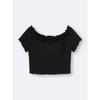 GU by Uniqlo BH Feel Cropped Raffung Off-Shoulder T-Shirt