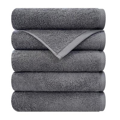Hotel Collection Crush 150g 30s Cotton Face Towel, Dark Grey, 5-Pack - Highly Absorbent Premium Quality Korean Bath Linen