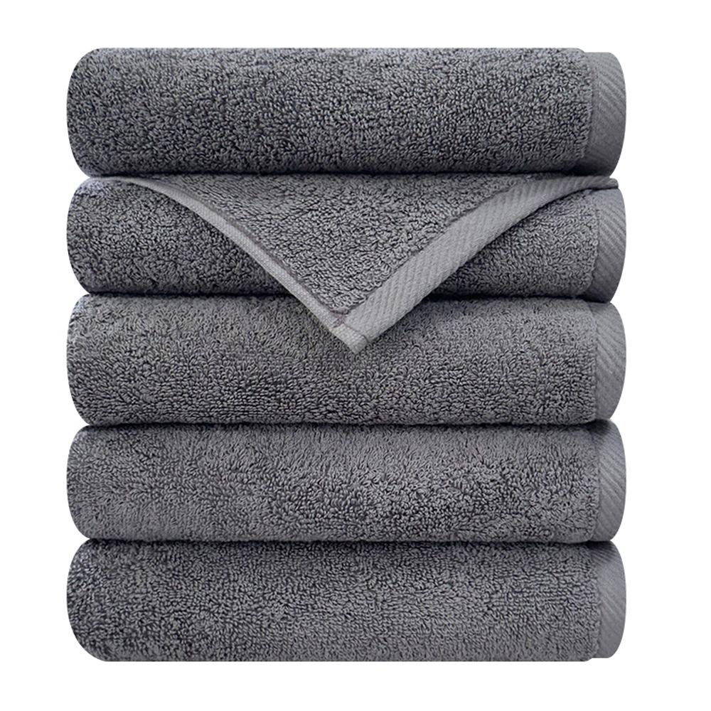 Songwol Towel Hotel Collection Crush 150g 30s Cotton Face Towel, Dark Grey, 5-Pack - Highly Absorbent Premium Quality Korean Bath Linen