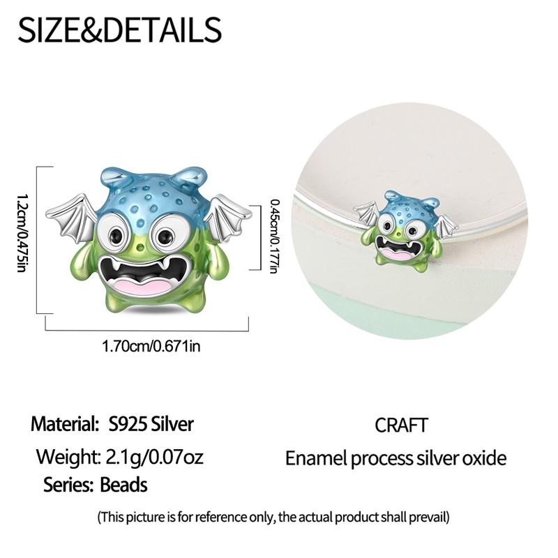 Copper Charms Fits Charm 3Mm Original Bracelet Necklace Womens Blue And Green Monster Charm Beads Diy Fine Jewelry Gifts