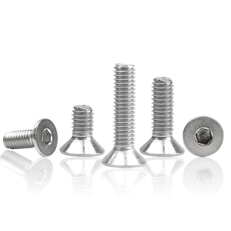 DIN7991 Flat Head 304 Stainless Steel Hex Socket Screws, M1.6-M16 M6X100 (2 pcs)