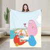 Kawaii Barbapapa Cartoon Throw Blanket for Couch Fuzzy Soft Plush Blanket 50x60 Inches Multiple Sizes Bedspreads for All Seasons