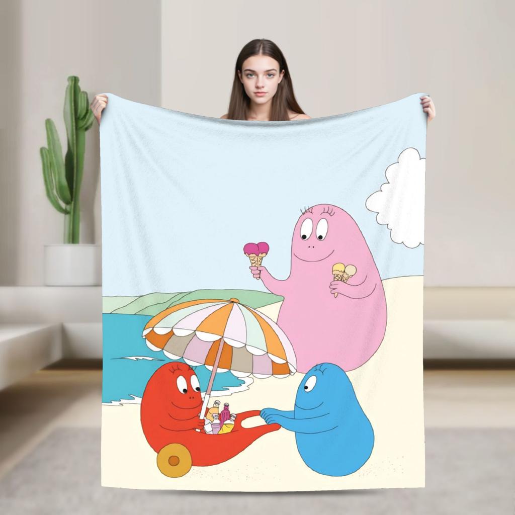 Kawaii Barbapapa Cartoon Throw Blanket for Couch Fuzzy Soft Plush Blanket 50x60 Inches Multiple Sizes Bedspreads for All Seasons