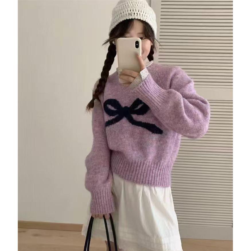 Mašľa Okrúhly výstrih Pulóver Spodná vrstva Sveter Dámsky Jeseň a Zima Malý Mäkký Lepkavý Základný Úplet