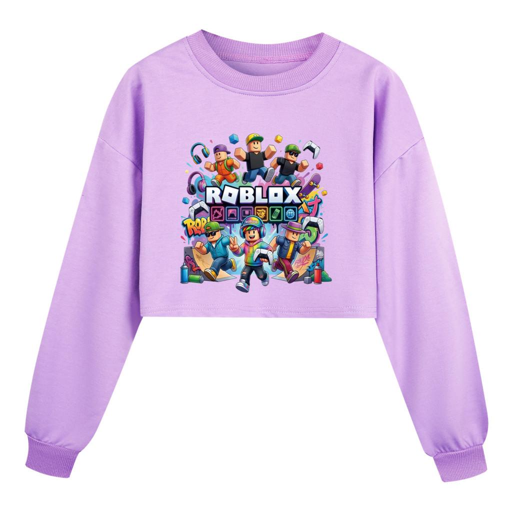 5573 Kids Girls Roblox Printed Round Neck Colorful Long Sleeves Sweatshirt 110cm фиолетовый