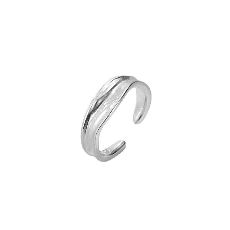 S925 Sterling Silver Irregular Metal Ring - Korean Minimalist Texture Design