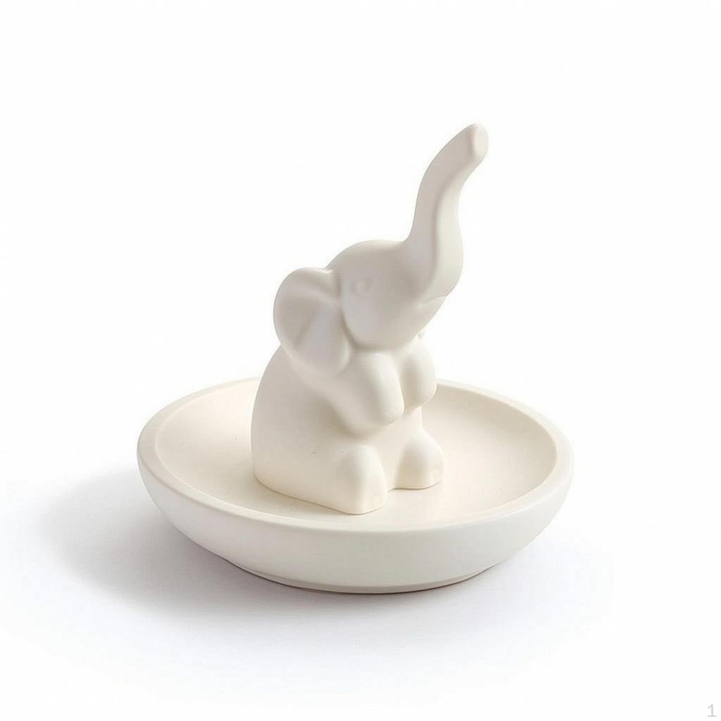 Elephant Jewelry Dish Decorative Band Glossy for Women, Dresser, Nightstand, Entryway