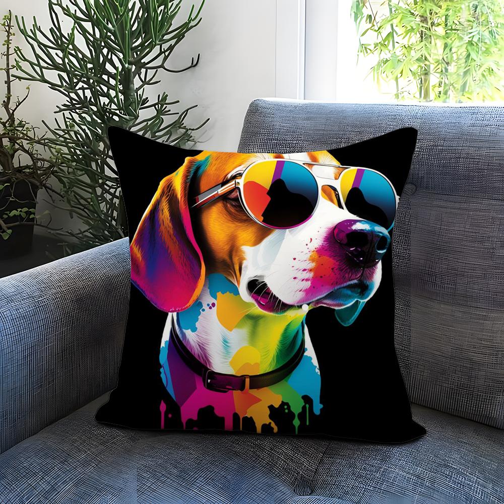 Colorful Painted Dog Cushion Cover Comfortable Reversible Pillow Cover Ideal for Car Sofa Bedroom Beyond