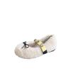 Bow-tie Mao Mao Shoes Ins European and American One-word Buckle with Round Head Ballet Shoes Gentle Wind Shallow Mouth Flat-soled Single Shoes Women