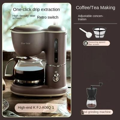 220V American Style Coffee Maker, Household Fully Automatic Office All-in-one Machine, Tea Brewing, Hand Grinding