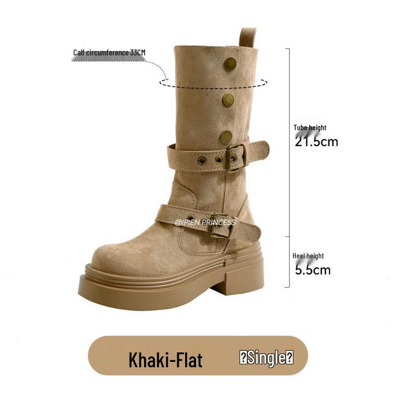 

Женские ботинки мартин на толстой подошве, увеличивающие рост - Осень 2025, Британский западный стиль, Короткие ботильоны, стройнящие ноги 36