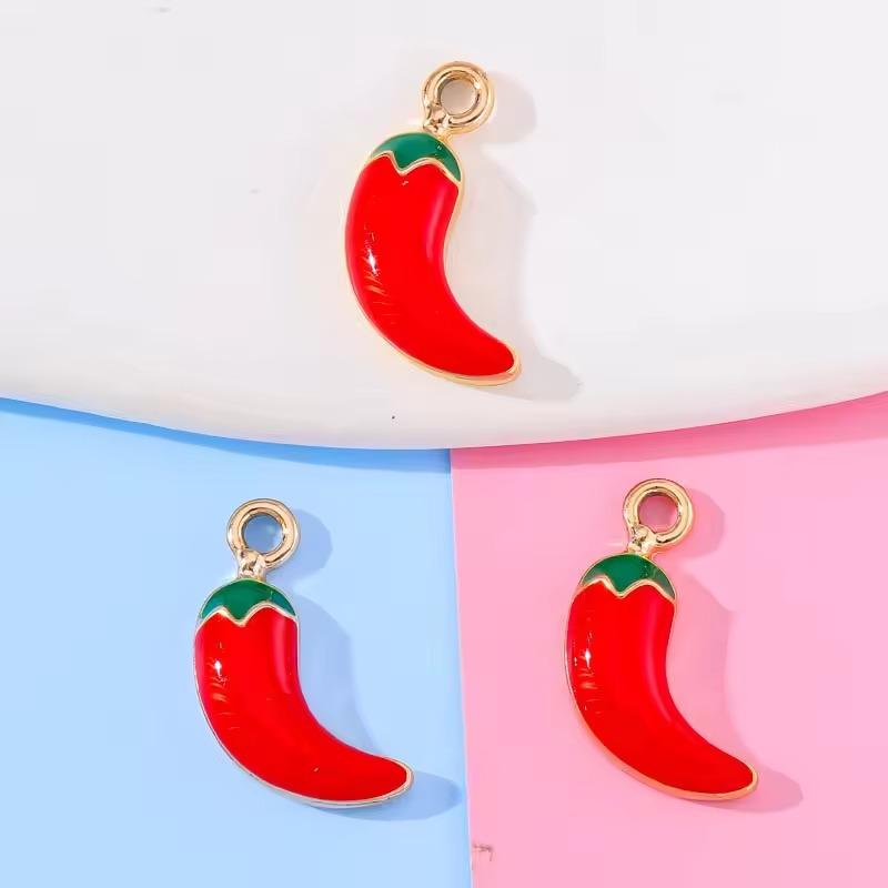 20Pcs Gold Plated Red Chili Shaped Pepper Charms Pendants For Jewelry Making Diy Necklace Bracelets Earrings Accessories