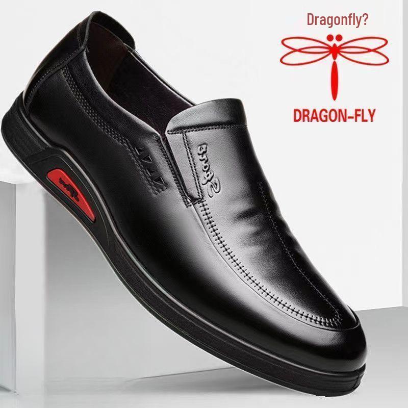 Qingting Genuine Leather Men's Slip-On Business Casual Shoes - Soft, Wear-Resistant Korean Style