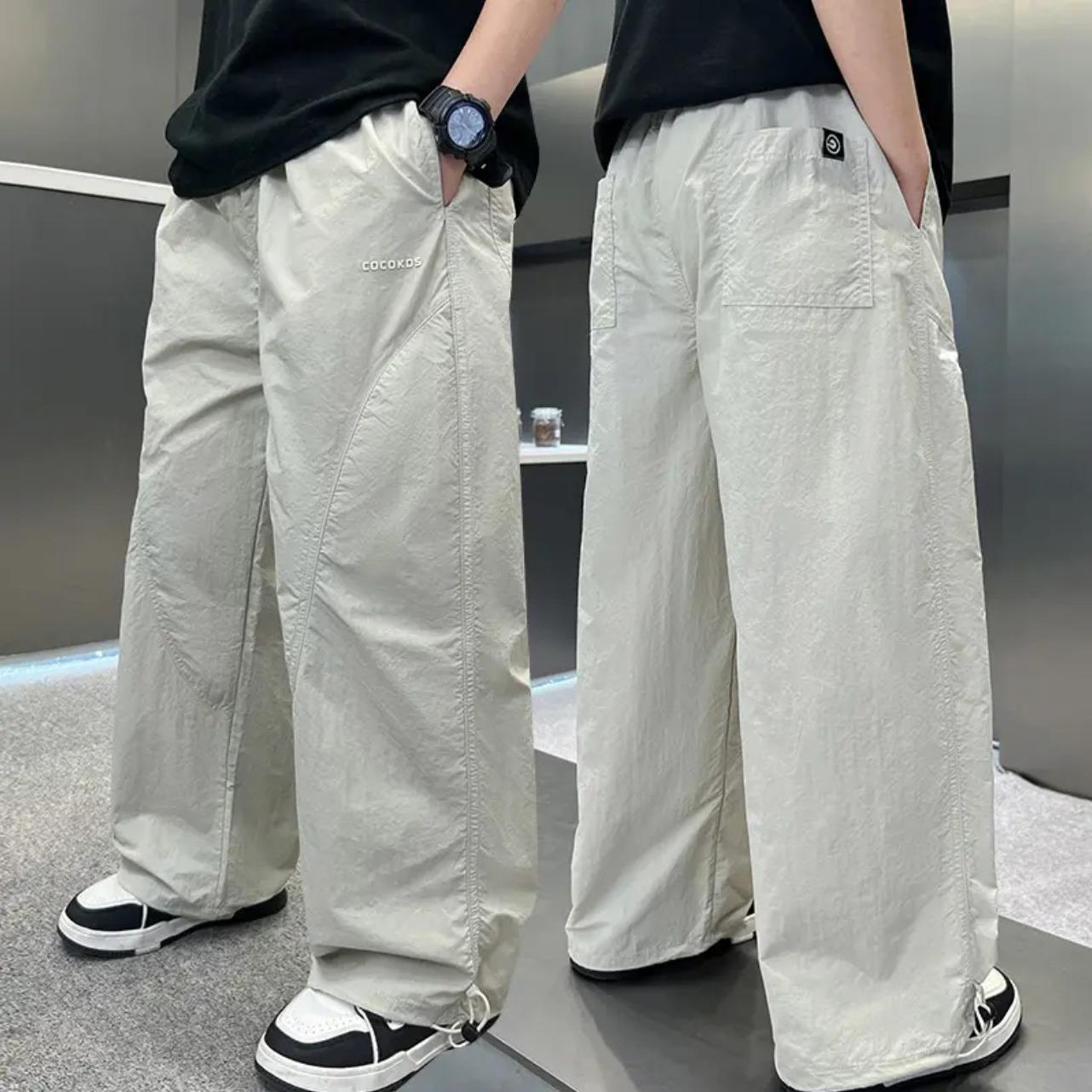 

Весенне-осенние спортивные штаны для мальчиков 2025 новый стиль, осенние повседневные брюки для подростков, детские осенние прямые брюки, брюки для мальчиков 160 хаки