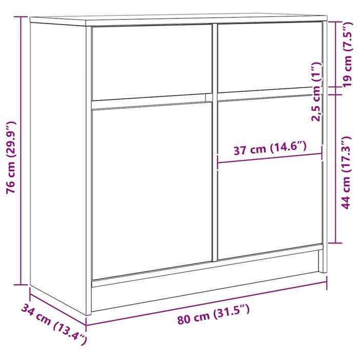 VidaXL Buffet with Drawer Concrete Grey 80x34x76 Cm Engineered Wood, Storage Cabinet, Buffet, Entryway Furniture, Furniture 861538