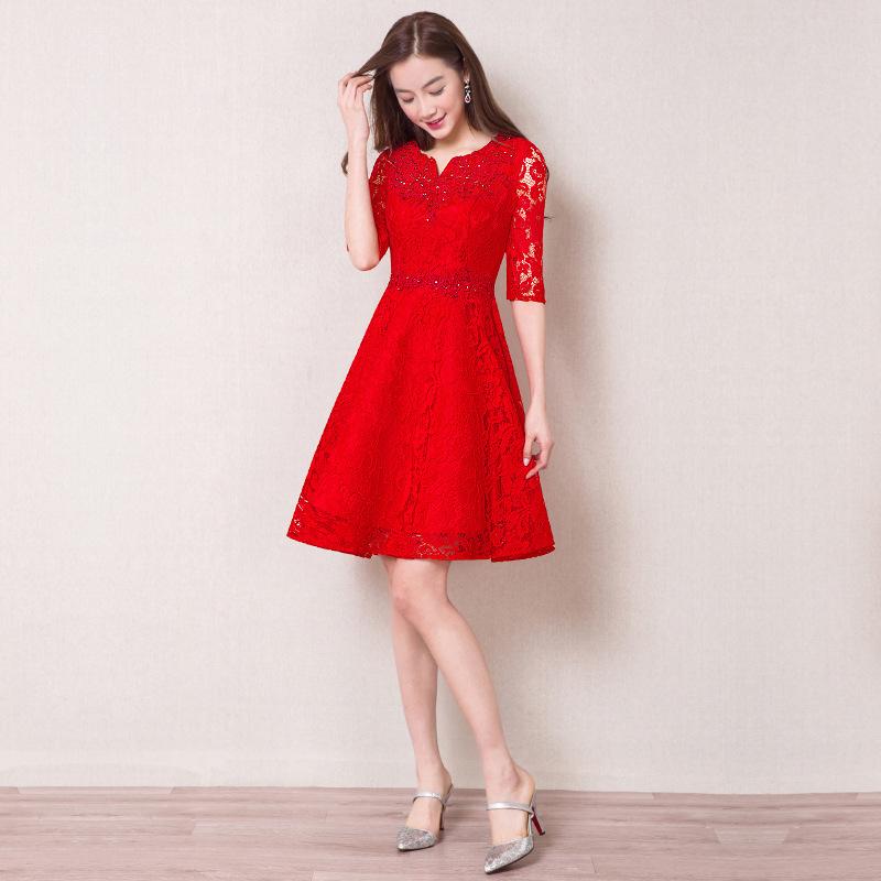 Wedding dress short toast dress bride Korean version small dress slim evening dress new spring S