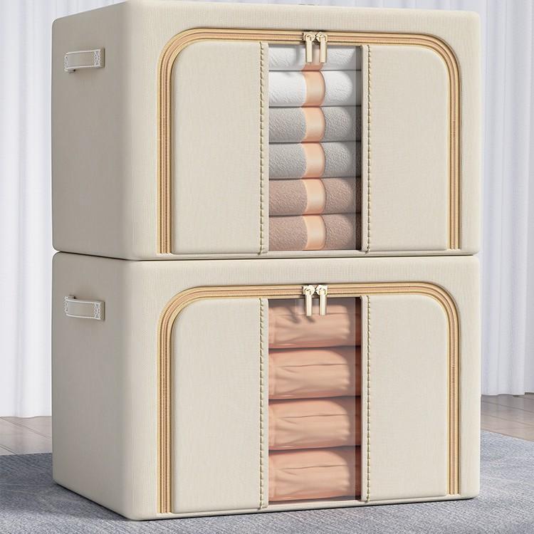 

Professional Storage Organizer - Carbon steel foldable cabinet for storing clothes, toys and seasonal items-tan