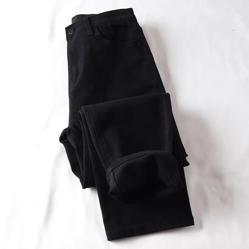 

Жіночі джинси гаремного крою з високою посадкою на весну 2025 року, на флісовій підкладці, молочного кольору Black Long Pants