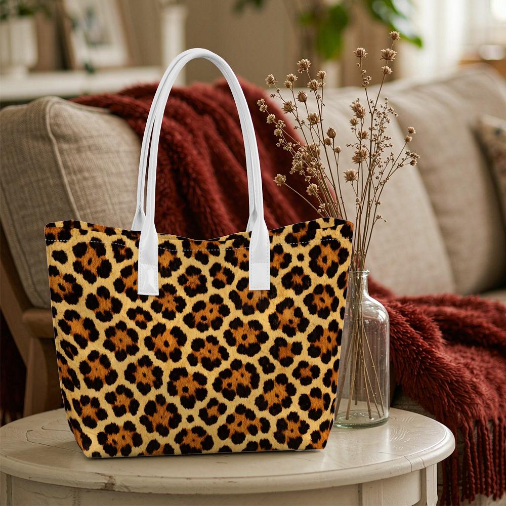 Leopard Print Tote Bag Stylish Casual Shoulder Bag for Daily Use