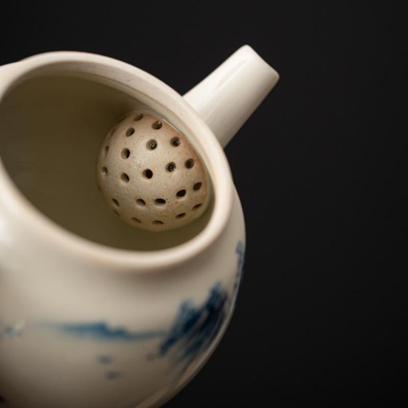 Hand Drawn Beautiful Landscape Teapot Tea Maker Tea Kettle Tea Ceremony Kungfu Tea Set Ball Hole Filtration Single Pot