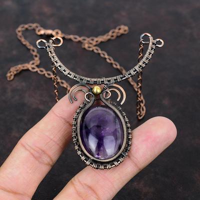 Collana Ametista Stella Collana Avvolta in Filo di Rame Gioielli con Pietre Preziose Naturali Collana Regolabile Collana Fatta a Mano Gioielli in Rame Per Regalo
