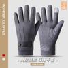 Mens Winter Fleece-Lined Suede Gloves Cycling Outdoor Riding Touchscreen Warm Windproof