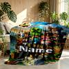 Custom Name Personalized Minecraft Print Blankets, Home Decor, Bedroom, Sofa, Camping, Couch, Gifts for Birthday Christmas