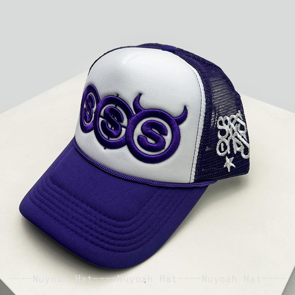 And Women Personalized Devil Horns Letter Prints Embroidery Baseball Caps Air Permeable Mesh Sun Protection Hip Hop Trucker Caps All-Match Outdoor