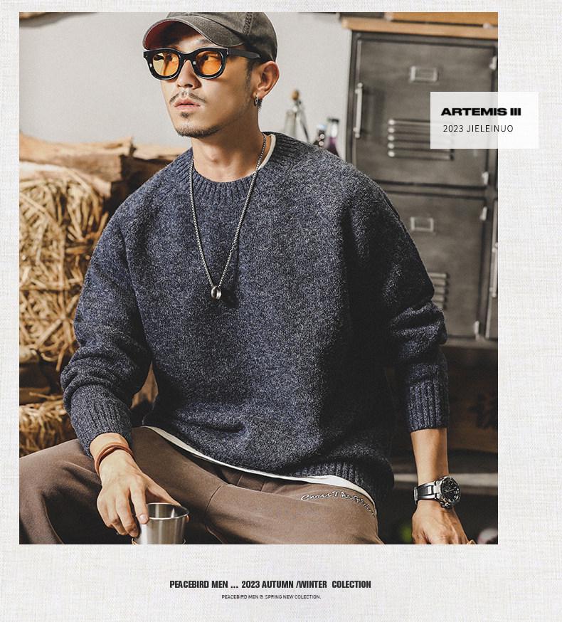 Klassischer Retro-Winterpullover für Herren - Lässiger lockerer Rundhals-Strick, Große Größen erhältlich