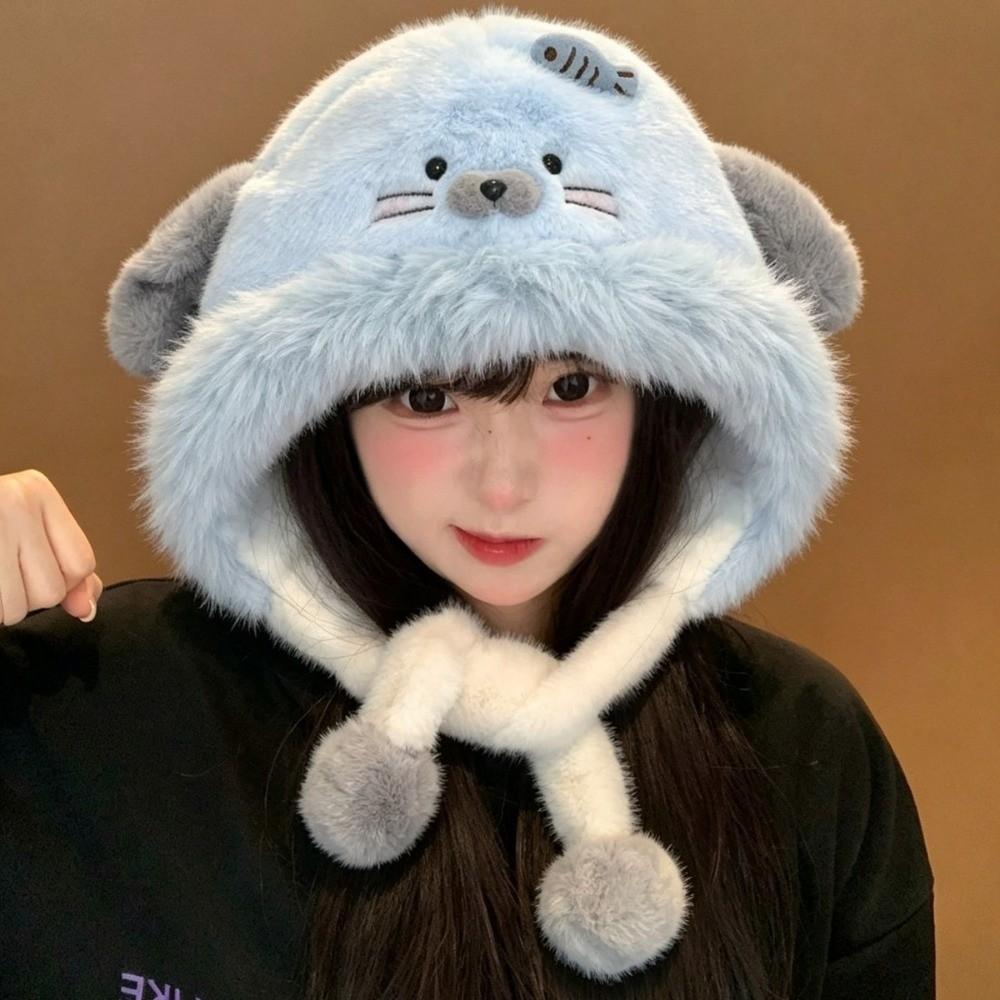 Earflap Winter Ear Protection Hat Polyester Moving Ears Hat Fun Thick Warm Hat Casual Daily Wear