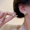 Hollow Out Petal Flower Stud Earrings for Women Metal Rhinestones Mini Imitation Zircon Earrings Party Cute Sweet Small Zircon