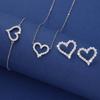 Micro Inlaid Full Rhinestone Hollow Heart Bracelet Necklace Earrings Fashion Jewelry Set