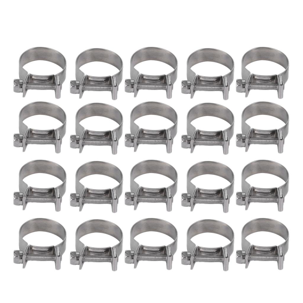 20PCS Hose Clamp Mini Stainless Steel Screw Hose Clip for Motor Vehicle Petrochemical Pharmaceutical