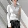 Women's Long-Sleeve T-Shirt Fall Sexy Slim Fit Stand Collar Zipper Double-Sided Fleece Base Shirt