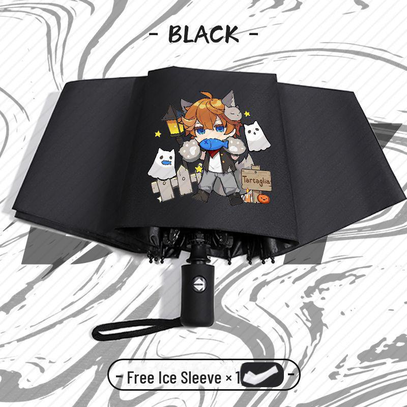 Genshin Impact Automatický skládací deštník s UV ochranou pro žáky základních škol - Odolný proti větru, pro slunečné i deštivé počasí