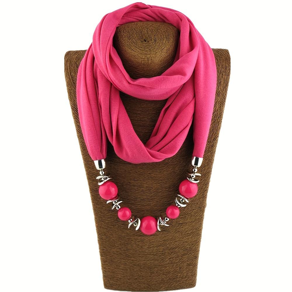 9 Colors Beads Pendant Scarf Unique Resin Beaded Necklace Scarf Boho Style Thin Breathable Scarf For Women
