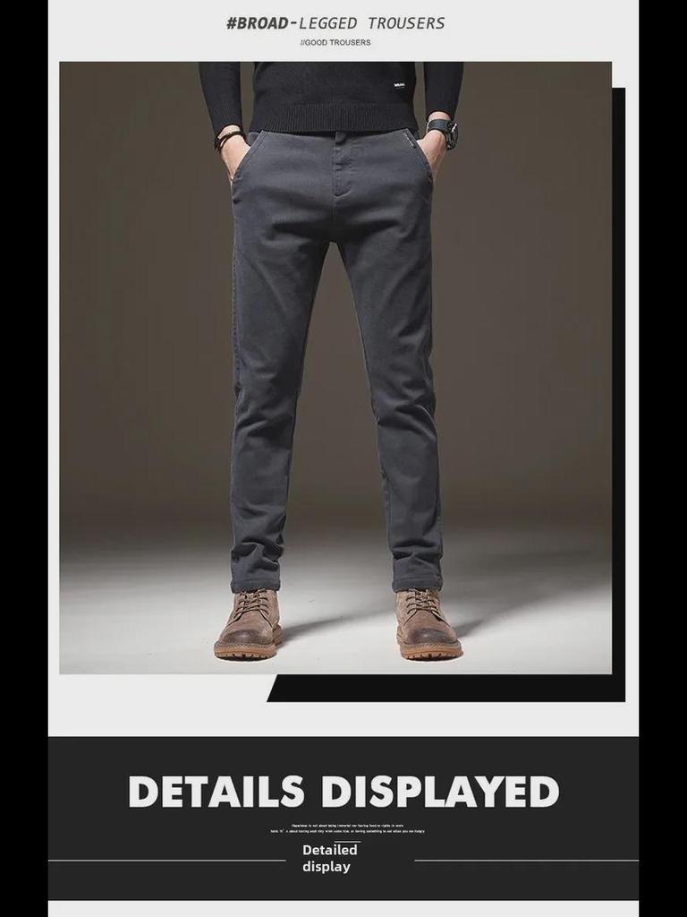 2024 Herren Slim Straight Casual Pants - Dick, Elastisch, Warm, High-End Business Style für Herbst und Winter