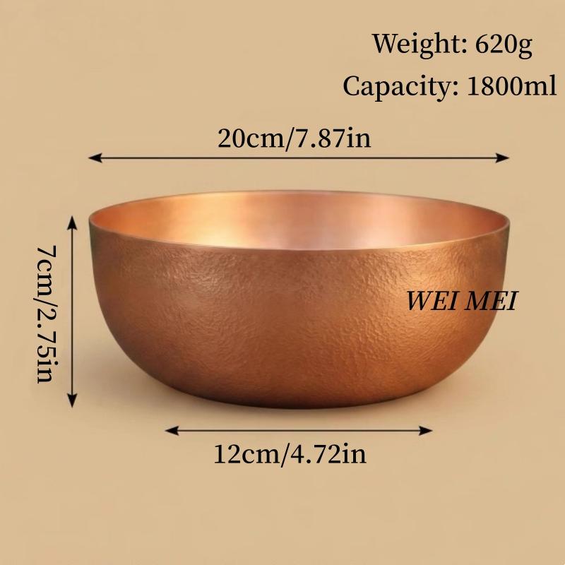 Sabiezināta tīra vara bļoda, 20 cm