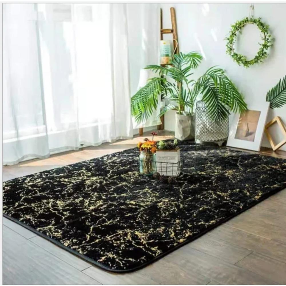 Imitation Rabbit Velvet Bronzing Living Room Carpet Bedroom Bedside Carpets Home Decor Plush Rug Anti-skid Water Absorption Mat