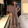 1011 summer ice silk pajamas women's high-end short-sleeved shorts and trousers three-piece set can be worn outside loungewear