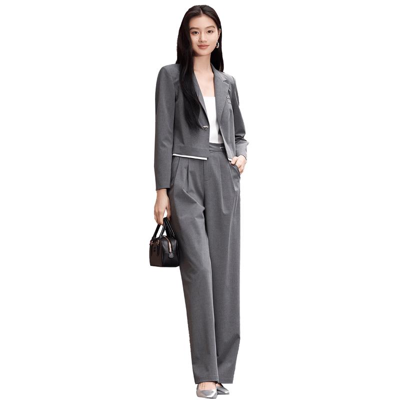 

Xiangying Women s Gray Blazer Two-Piece Suit XL