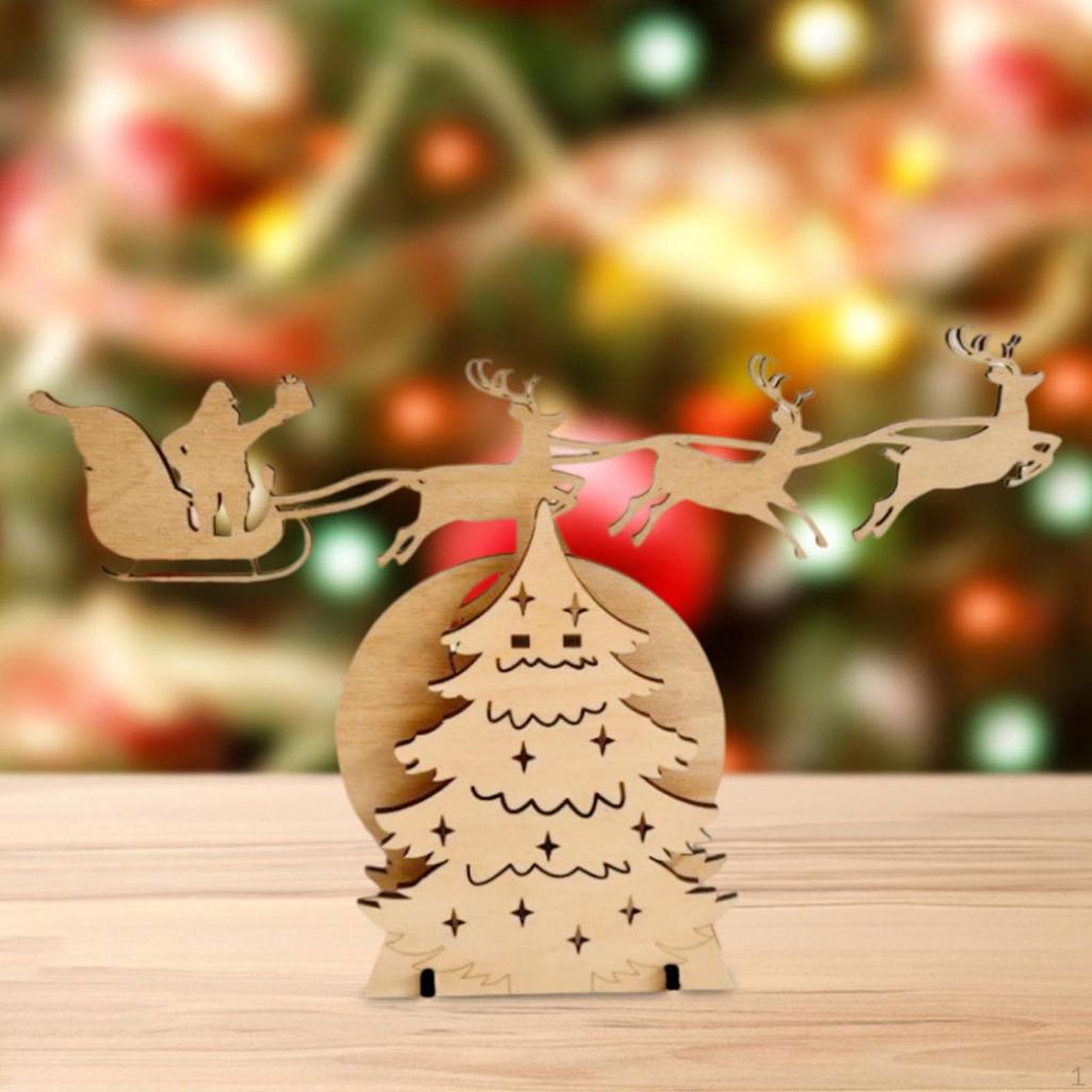 Wooden Christmas Tree Centerpiece Bookshelf Figure Table Kitchen Cabinet Holiday Collectible