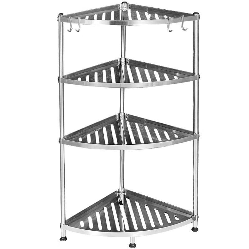 Stainless Steel Floor-Standing Corner Bathroom Shelf