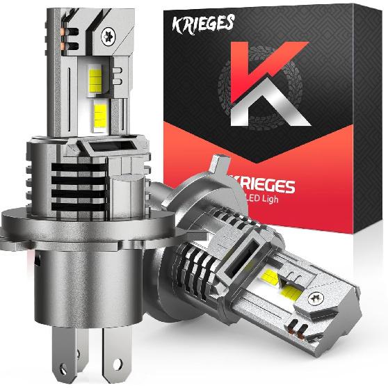 

Krieges H4/9003 Bulbs, 6000K 900% High Brightness, 1:1 Mini Size, Plug and Play H4 9003 Fog Light Bulbs with Cooling Fan, Pack of 2, H4/9003/HB2 H4/9003